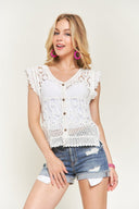 Crochet Button Down Eyelet Vest Top