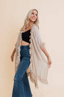 Sun-Bleached Fringe Ruffle Kimono