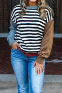 Striped Patchwork Knit Sweater-Sweaters-Krush Kandy, Women's Online Fashion Boutique Located in Phoenix, Arizona (Scottsdale Area)
