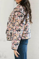 Floral Button Up Long Sleeve Winter Coat-Rae Collective, Women's Online Fashion Boutique Located in Phoenix, Arizona (Scottsdale Area)