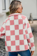 Checkered Snap Down Long Sleeve Teddy Jacket-Rae Collective, Women's Online Fashion Boutique Located in Phoenix, Arizona (Scottsdale Area)
