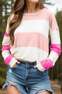 Contrast Color Block Round Neck Long Sleeve Top-Rae Collective, Women's Online Fashion Boutique Located in Phoenix, Arizona (Scottsdale Area)