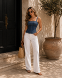 Midnight Sculpt Seam Detail Denim Top