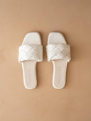 The Darla | White Woven Slide Sandal