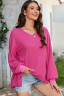 Waffle-Knit V-Neck Long Sleeve Top-Long Sleeve Tops-Rae Collective, Women's Online Fashion Boutique Located in Phoenix, Arizona (Scottsdale Area)