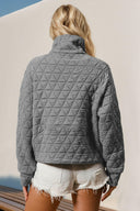 Half Zip Long Sleeve Quilted Sweatshirt with Pocket-Jackets-Rae Collective, Women's Online Fashion Boutique Located in Phoenix, Arizona (Scottsdale Area)