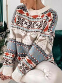 Geometric Round Neck Dropped Shoulder Sweater-Sweaters-Rae Collective, Women's Online Fashion Boutique Located in Phoenix, Arizona (Scottsdale Area)