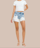 Sunbleached Distressed Mom Shorts-Denim-Rae Collective, Women's Online Fashion Boutique Located in Phoenix, Arizona (Scottsdale Area)