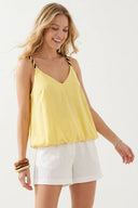 Contrast Twisted Strap High Low Bubble Top