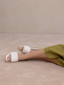 The Darla | White Woven Slide Sandal
