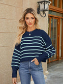 Round Neck Striped Lantern Sleeve Sweater-Rae Collective, Women's Online Fashion Boutique Located in Phoenix, Arizona (Scottsdale Area)