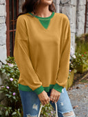 Lovelet Contrast Round Neck Long Sleeve Sweatshirt-Rae Collective, Women's Online Fashion Boutique Located in Phoenix, Arizona (Scottsdale Area)
