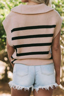 Striped Half Zip Cap Sleeve Knit Top-Rae Collective, Women's Online Fashion Boutique Located in Phoenix, Arizona (Scottsdale Area)