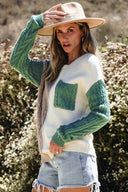 Color Block Round Neck Long Sleeve Sweater-Rae Collective, Women's Online Fashion Boutique Located in Phoenix, Arizona (Scottsdale Area)