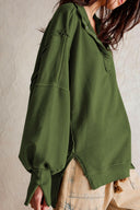 Exposed Seam Side Slit Long Sleeve Sweatshirt-Rae Collective, Women's Online Fashion Boutique Located in Phoenix, Arizona (Scottsdale Area)