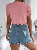 Tied Openwork Short Sleeve Cardigan-Rae Collective, Women's Online Fashion Boutique Located in Phoenix, Arizona (Scottsdale Area)