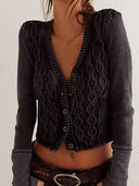 V-Neck Button Up Cropped Cardigan-Rae Collective, Women's Online Fashion Boutique Located in Phoenix, Arizona (Scottsdale Area)