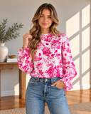 Serenity Bloom: Floral Flounce Sleeve Blouse (2 Colors)