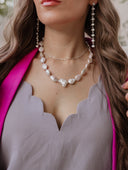 Aquamarines Freshwater Pearl Cluster Necklace-Chain Necklaces-Krush Kandy, Women's Online Fashion Boutique Located in Phoenix, Arizona (Scottsdale Area)