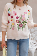 Luxe Floral Embroidered Sweater XS-3X-Sweaters-Krush Kandy, Women's Online Fashion Boutique Located in Phoenix, Arizona (Scottsdale Area)