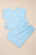Beau Blue Cropped Tank Top & Jogger Pants Set