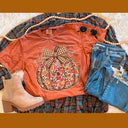 Fall Floral Pumpkin Bow Tee