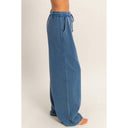 Acid Wash French Terry Wide-Leg Pants