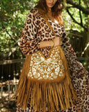 Monterey Embroidered Fringe Bag – Dark Tan