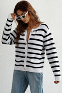 Striped Button Down Long Sleeve Cardigan-Rae Collective, Women's Online Fashion Boutique Located in Phoenix, Arizona (Scottsdale Area)