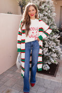 Festive Stripe Long Duster Cardigan | EXCLSUIVE KRUSH KANDY-Cardigans-Krush Kandy, Women's Online Fashion Boutique Located in Phoenix, Arizona (Scottsdale Area)
