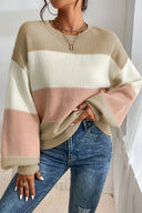 Color Block Round Neck Lantern Sleeve Sweater-Rae Collective, Women's Online Fashion Boutique Located in Phoenix, Arizona (Scottsdale Area)
