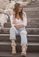 Niki Biki Right Decision V Neck Crop Top | (4 colors!)-Long Sleeve Tops-Rae Collective, Women's Online Fashion Boutique Located in Phoenix, Arizona (Scottsdale Area)
