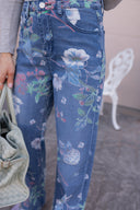 Dreamy Floral Wide Leg Denim Pants-Denim-Krush Kandy, Women's Online Fashion Boutique Located in Phoenix, Arizona (Scottsdale Area)