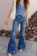Kancan High-Rise Floral Flare Jeans-Denim-Krush Kandy, Women's Online Fashion Boutique Located in Phoenix, Arizona (Scottsdale Area)