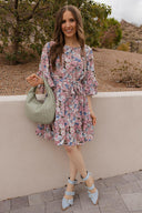 Floral Print Angel Sleeves Dress-Dresses-Krush Kandy, Women's Online Fashion Boutique Located in Phoenix, Arizona (Scottsdale Area)