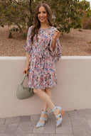 Floral Print Angel Sleeves Dress-Dresses-Rae Collective, Women's Online Fashion Boutique Located in Phoenix, Arizona (Scottsdale Area)