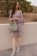 Floral Print Angel Sleeves Dress-Dresses-Rae Collective, Women's Online Fashion Boutique Located in Phoenix, Arizona (Scottsdale Area)