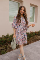 Floral Print Angel Sleeves Dress-Dresses-Rae Collective, Women's Online Fashion Boutique Located in Phoenix, Arizona (Scottsdale Area)