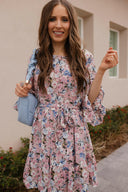Floral Print Angel Sleeves Dress-Dresses-Rae Collective, Women's Online Fashion Boutique Located in Phoenix, Arizona (Scottsdale Area)