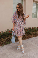 Floral Print Angel Sleeves Dress-Dresses-Rae Collective, Women's Online Fashion Boutique Located in Phoenix, Arizona (Scottsdale Area)