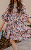 Floral Print Angel Sleeves Dress-Dresses-Rae Collective, Women's Online Fashion Boutique Located in Phoenix, Arizona (Scottsdale Area)