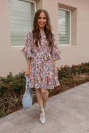 Floral Print Angel Sleeves Dress-Dresses-Rae Collective, Women's Online Fashion Boutique Located in Phoenix, Arizona (Scottsdale Area)
