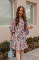 Floral Print Angel Sleeves Dress-Dresses-Rae Collective, Women's Online Fashion Boutique Located in Phoenix, Arizona (Scottsdale Area)