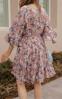 Floral Print Angel Sleeves Dress-Dresses-Krush Kandy, Women's Online Fashion Boutique Located in Phoenix, Arizona (Scottsdale Area)