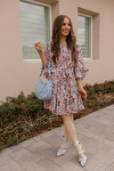 Floral Print Angel Sleeves Dress-Dresses-Krush Kandy, Women's Online Fashion Boutique Located in Phoenix, Arizona (Scottsdale Area)