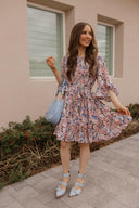 Floral Print Angel Sleeves Dress-Dresses-Rae Collective, Women's Online Fashion Boutique Located in Phoenix, Arizona (Scottsdale Area)