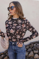 Blossom Charm Floral Mesh Top-Long Sleeve Tops-Rae Collective, Women's Online Fashion Boutique Located in Phoenix, Arizona (Scottsdale Area)