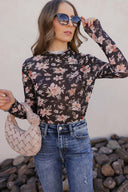 Blossom Charm Floral Mesh Top-Long Sleeve Tops-Rae Collective, Women's Online Fashion Boutique Located in Phoenix, Arizona (Scottsdale Area)