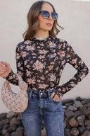 Blossom Charm Floral Mesh Top-Long Sleeve Tops-Rae Collective, Women's Online Fashion Boutique Located in Phoenix, Arizona (Scottsdale Area)