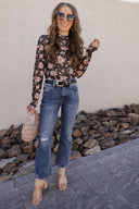 Blossom Charm Floral Mesh Top-Long Sleeve Tops-Rae Collective, Women's Online Fashion Boutique Located in Phoenix, Arizona (Scottsdale Area)
